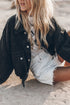 Metal Buttons Flap Pocket Drop Shoulder Denim Jacket